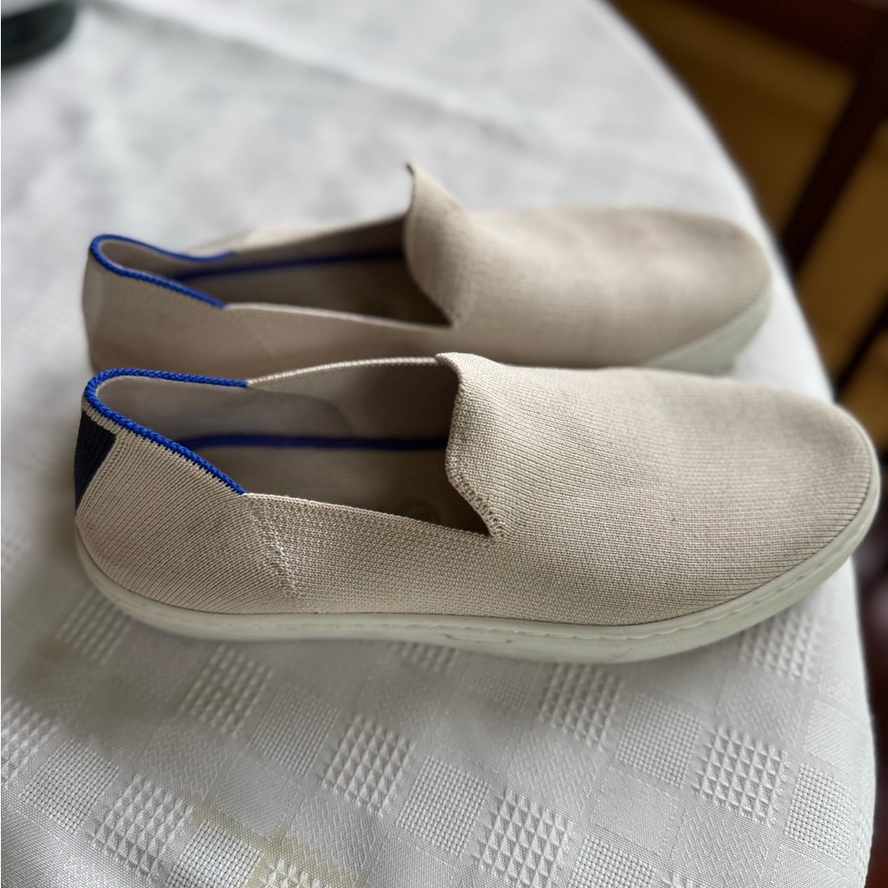 Rothy's Cream and Blue Flats Slip-On Comfort